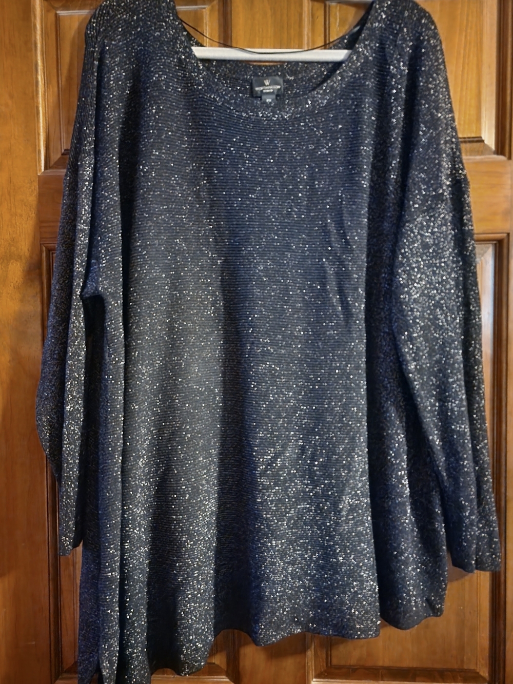 Worthington Woman Black Metallic Tunic Top 2X